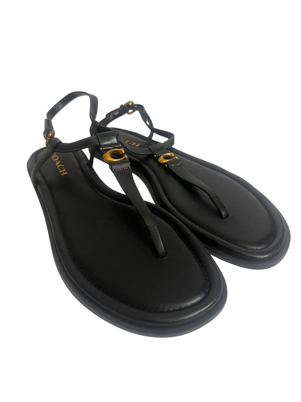 Coach Women's Jessica Sculpted C Ankle-Strap Thong Flat Sandals Size 10